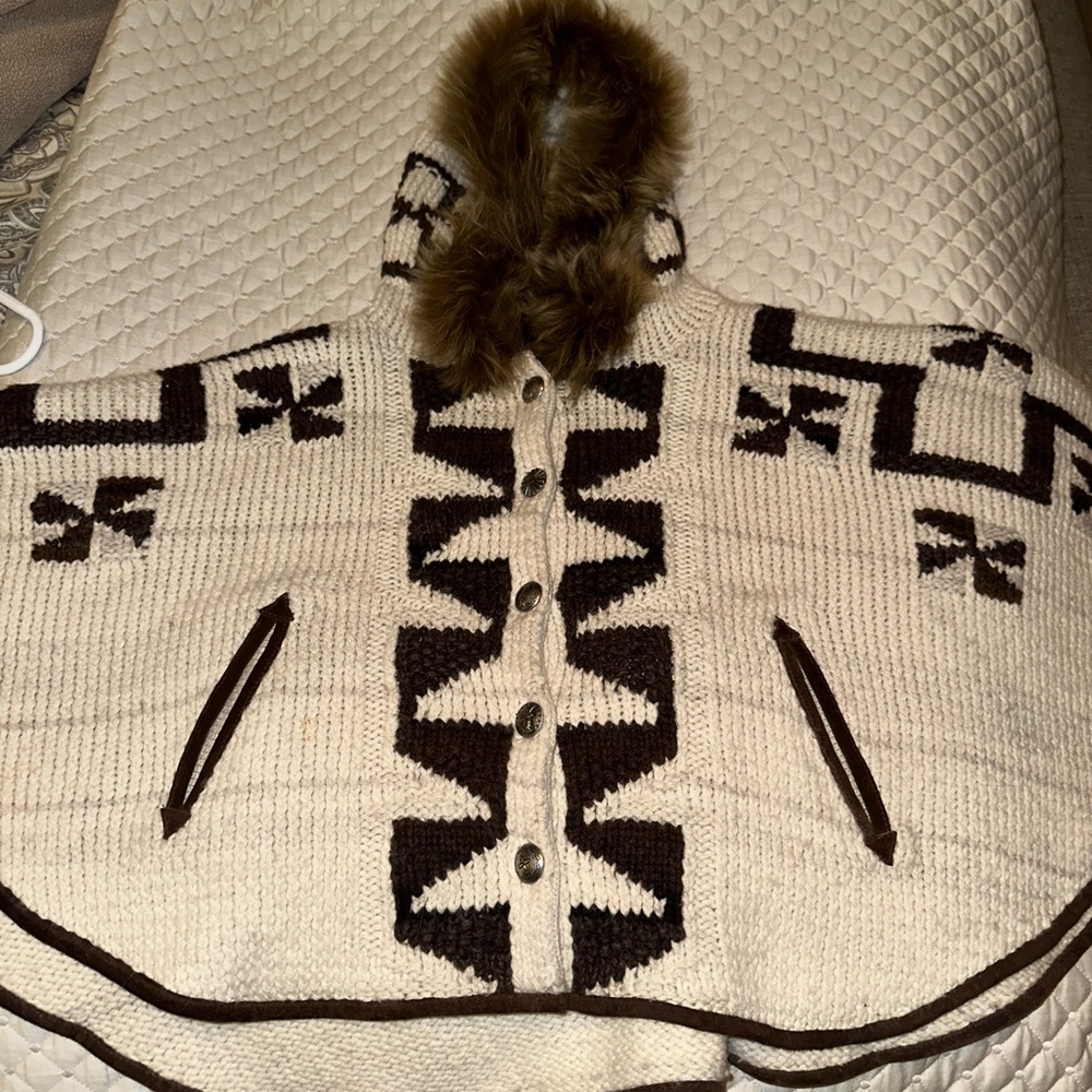Ralph Lauren girls cape/poncho sweater. Hand knitted.